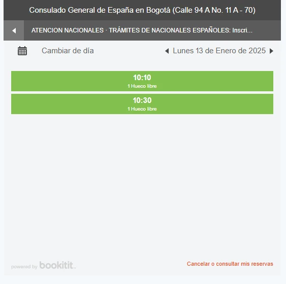 calendario de citas en el consulado de españa