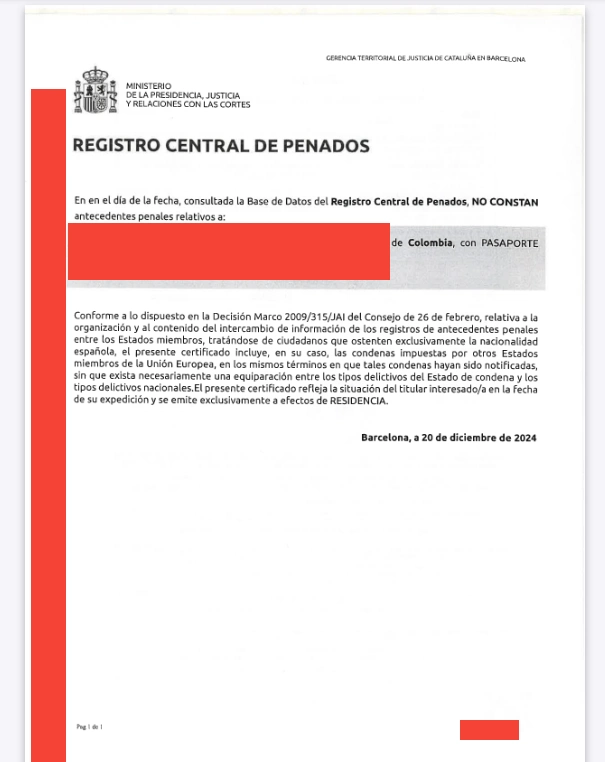 constancia del ministerio de la presidencia, justicia y relaciones con las cortes