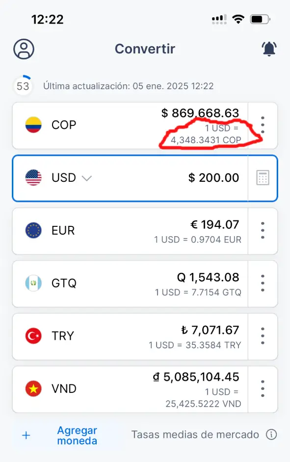 tasa de cambio en global66 colombia