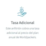 Aviso oficial de Worldpackers indicando que el anfitrión cobra una tasa adicional al precio de la membresía